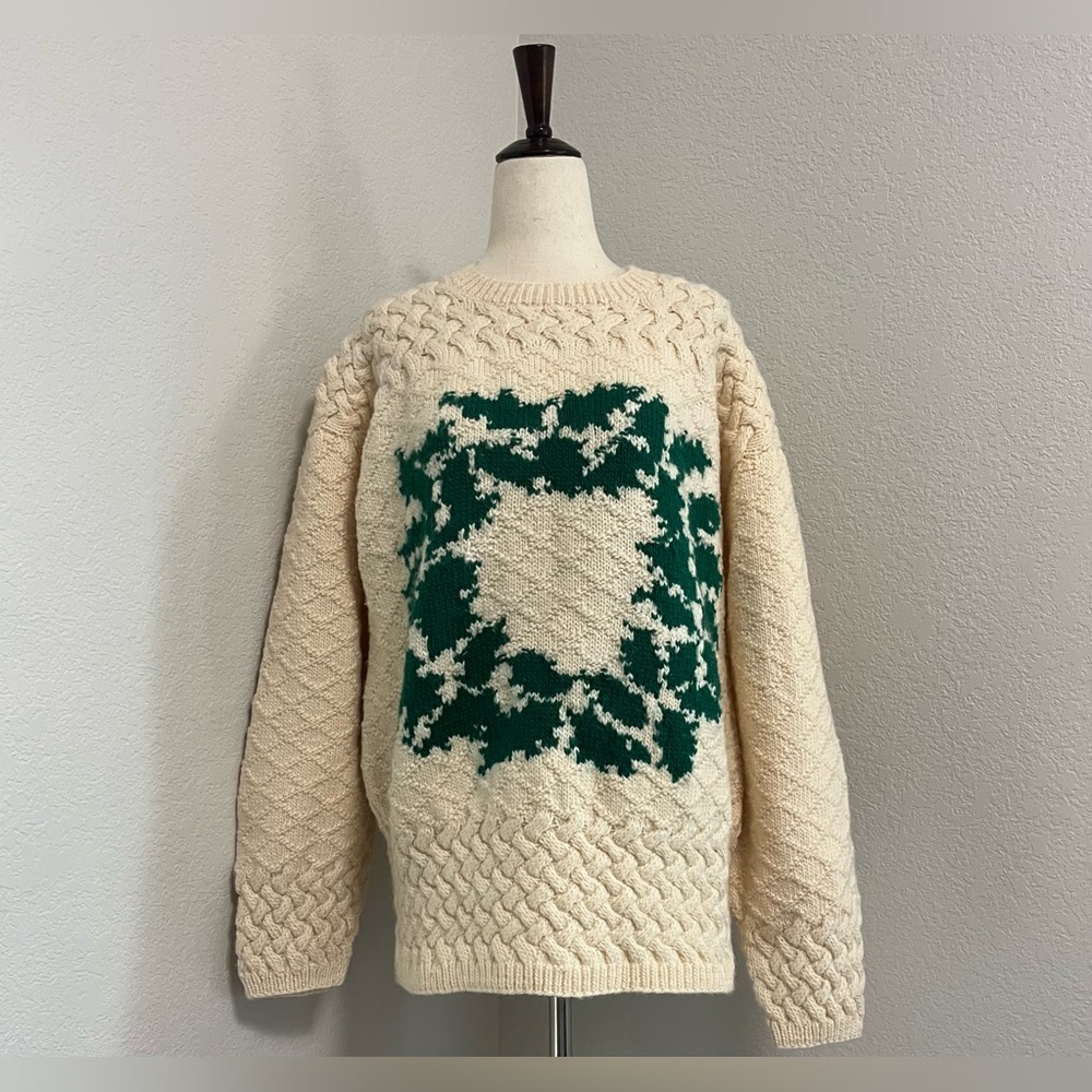 Homemade Cozy Sweater with Green wreath design